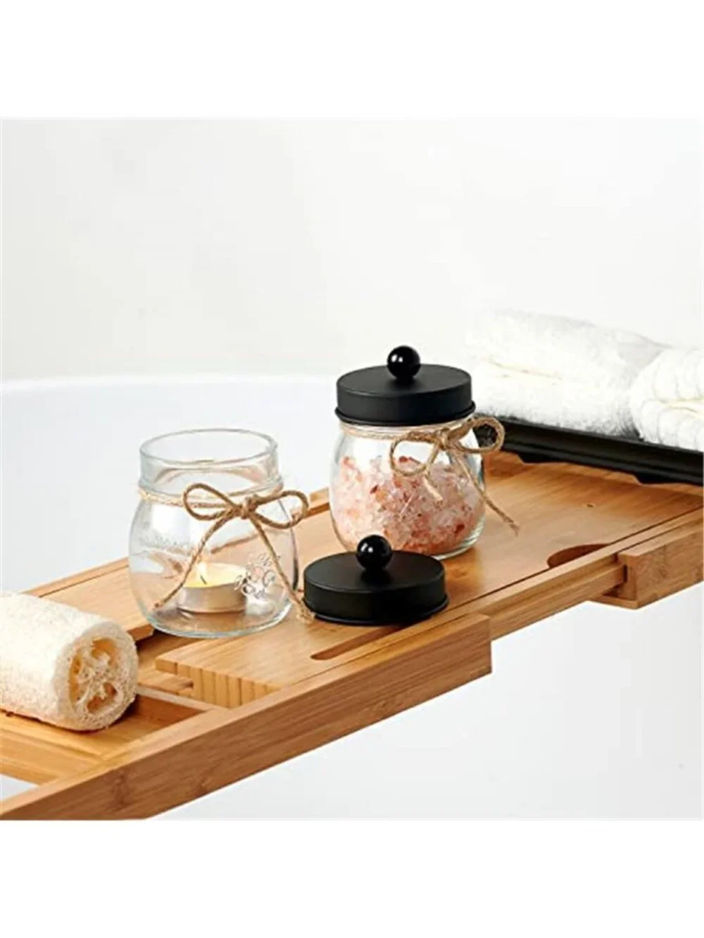 Qtip Holder Glass Bathroom Organizer Cotton Ball Swab Storage Jar Set